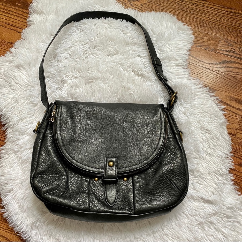 Lucky Brand black pebbled leather shoulder bag